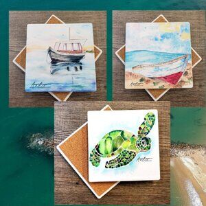 Ocean Sandstone Coasters by Angie Bryan of Angie Bryan Creations